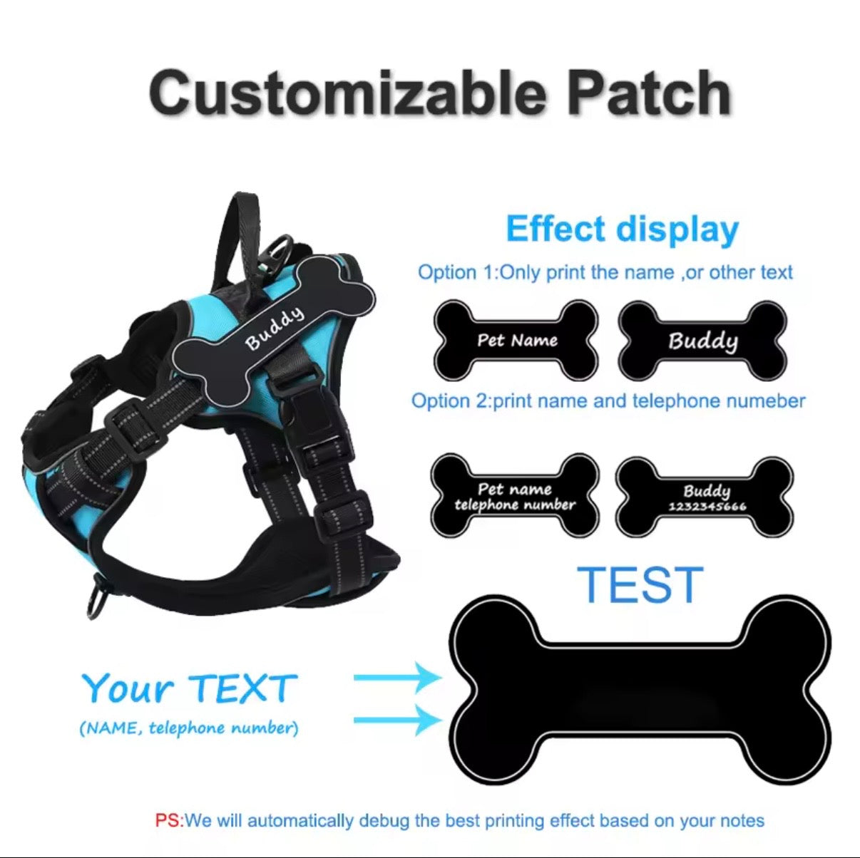 Personalisiertes Hundegeschirr Schwarz
